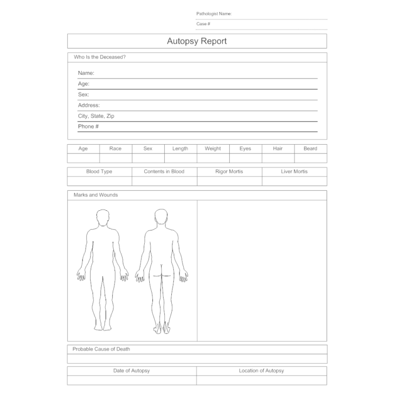 Autopsy Form Template Fill Online Printable Fillable Inside Autopsy