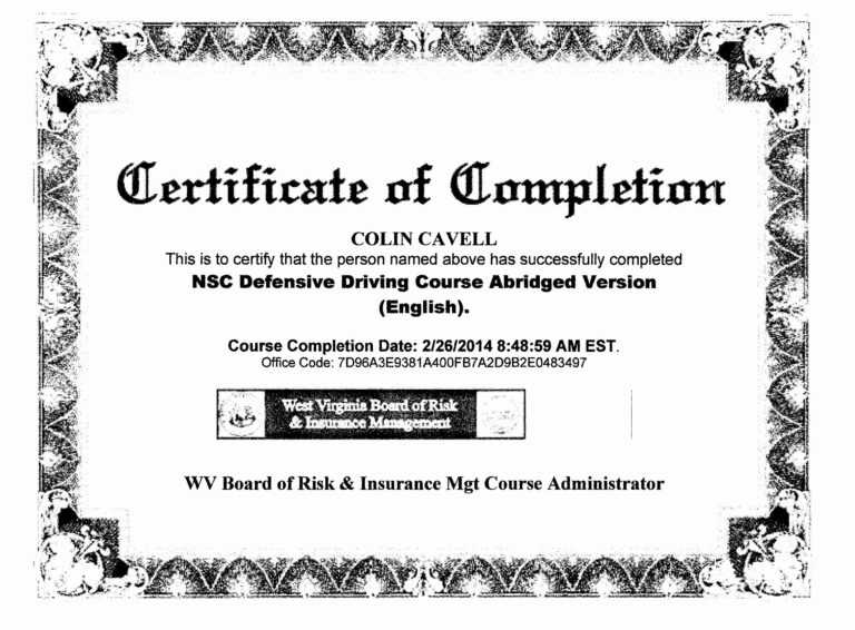 30 Defensive Driving Certificate Template Pryncepality In Safe