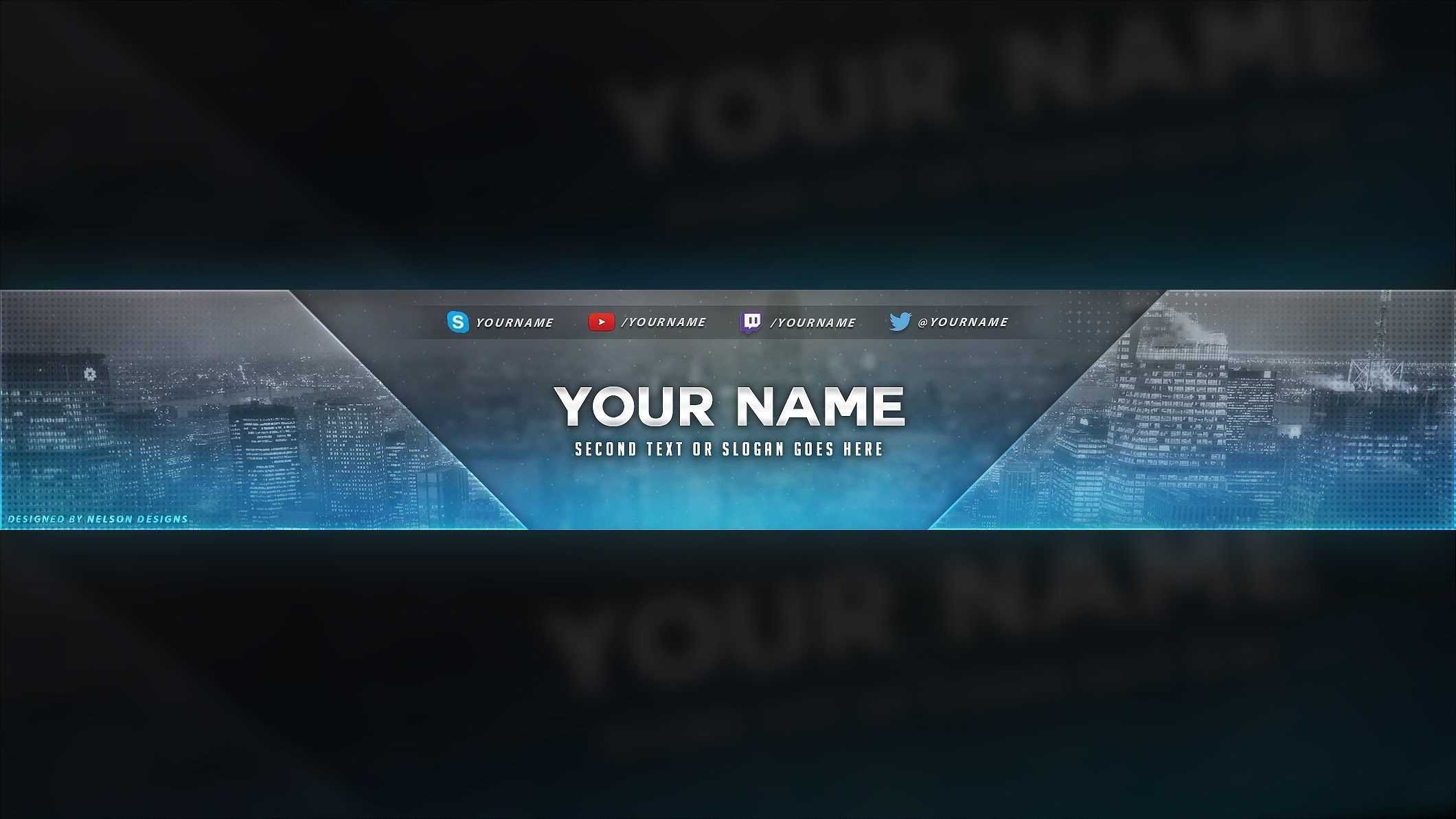 4 Free Youtube Banner Psd Template Designs - Social Media In Yt Banner Template