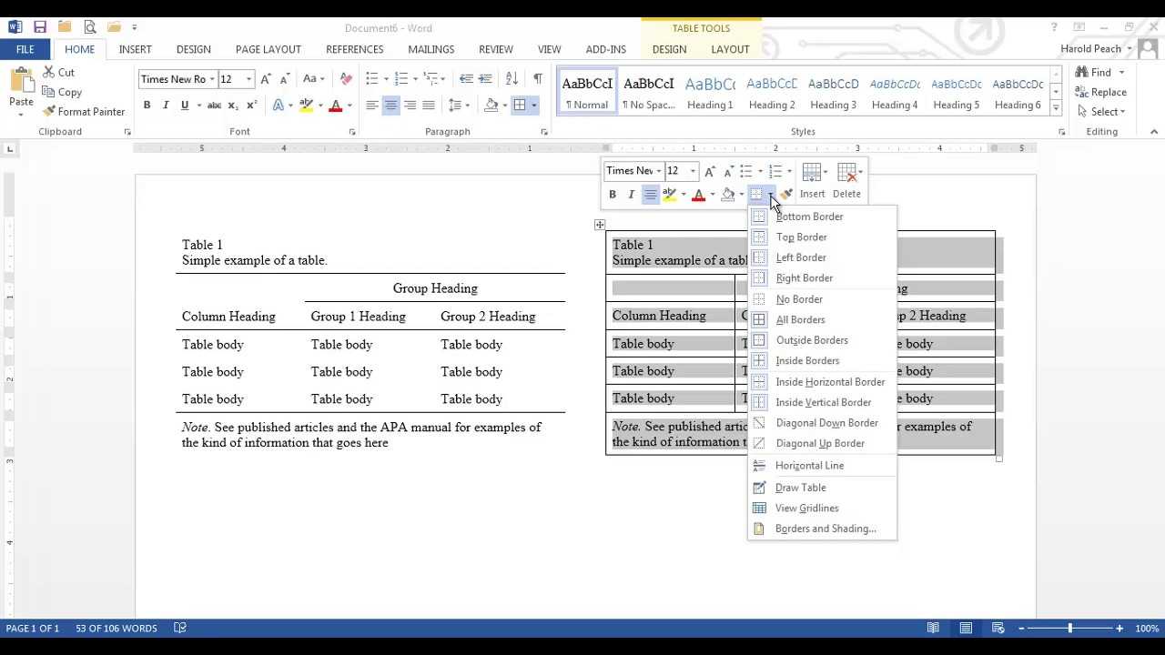 Apa Table Template Word CUMED ORG