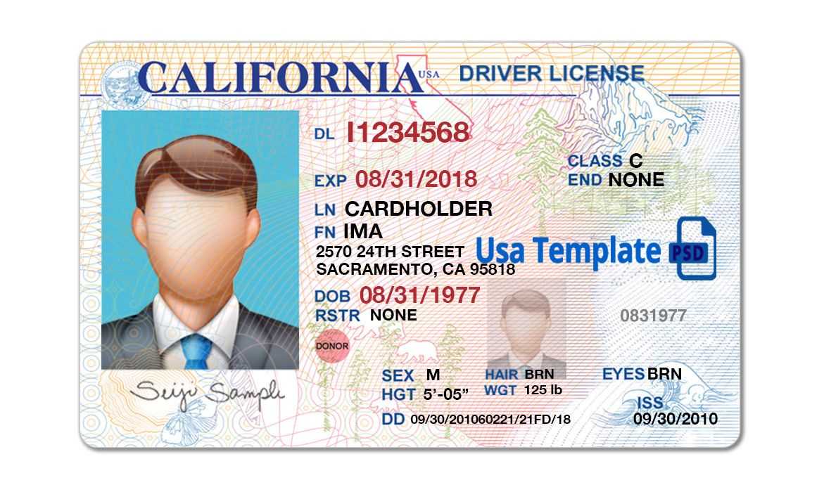 California Driver License Template Open California Psd File In Blank 