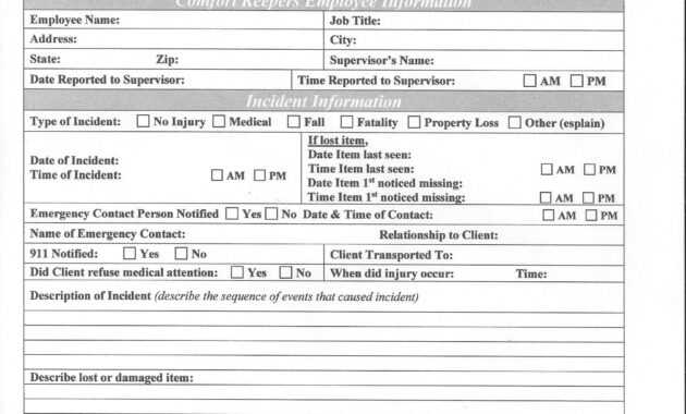 Comfort Keepers Employee Website With Customer Incident Report Form 