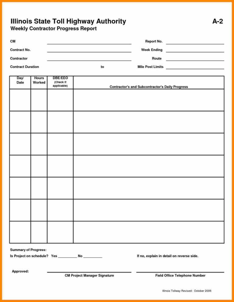 Job Progress Report Template