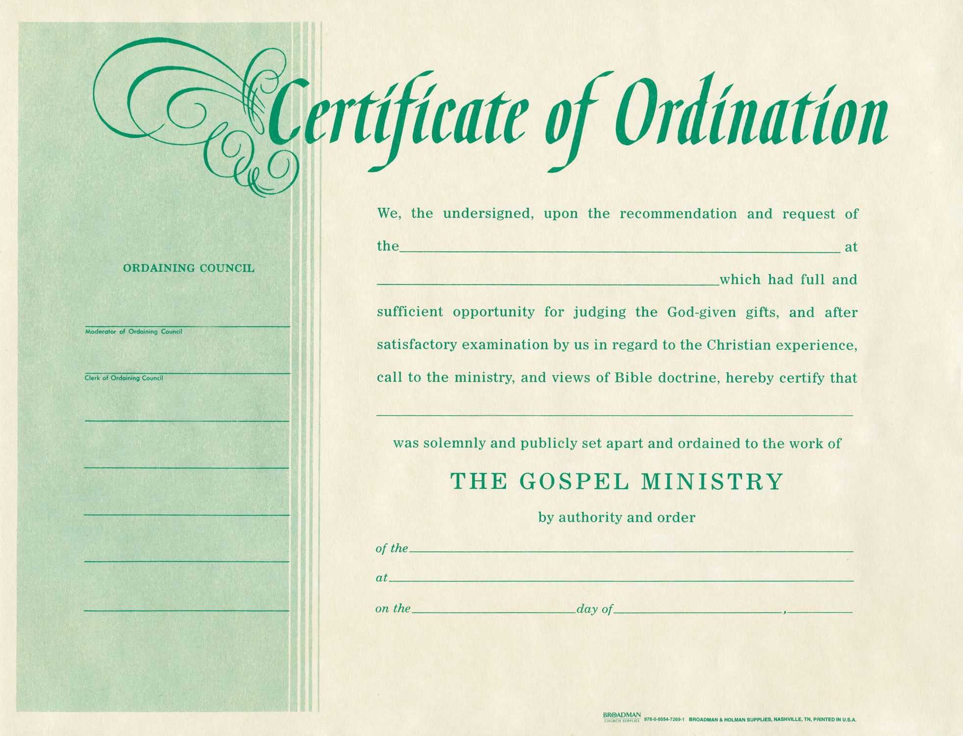 Ordination Certificate Templates Cumedorg