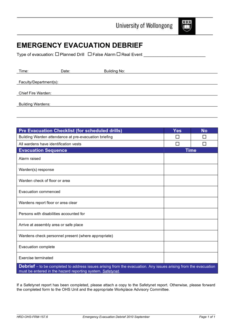 Debriefing Report Template