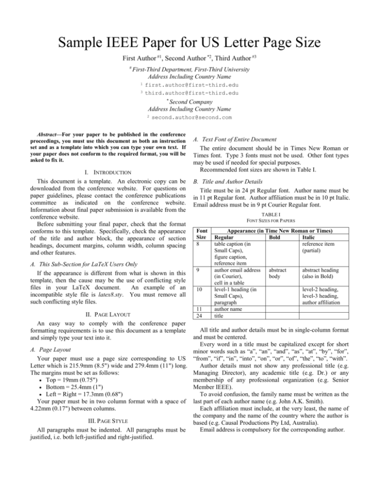 Ieee Paper Word Template In Us Letter Page Size (V3) within Template For Ieee Paper Format In ...