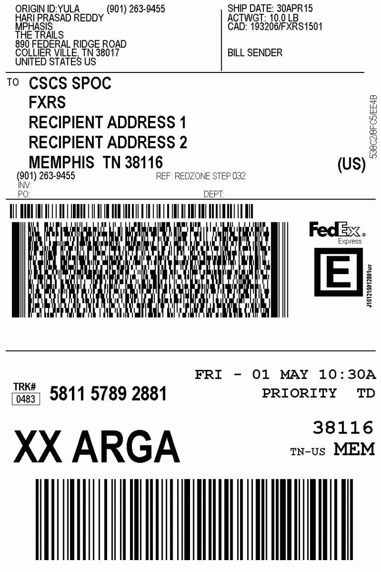 Label And Form Transactions Global Regarding Fedex Label Throughout 