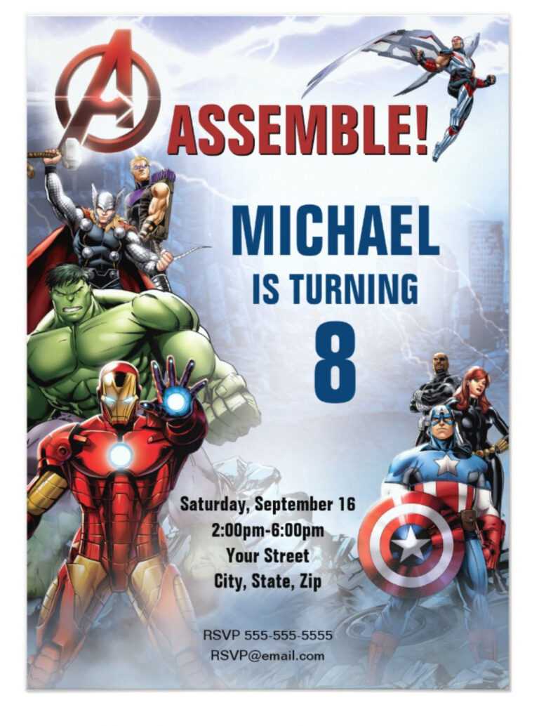 Marvel Avengers Birthday Invitation Zazzle Intended For Avengers 