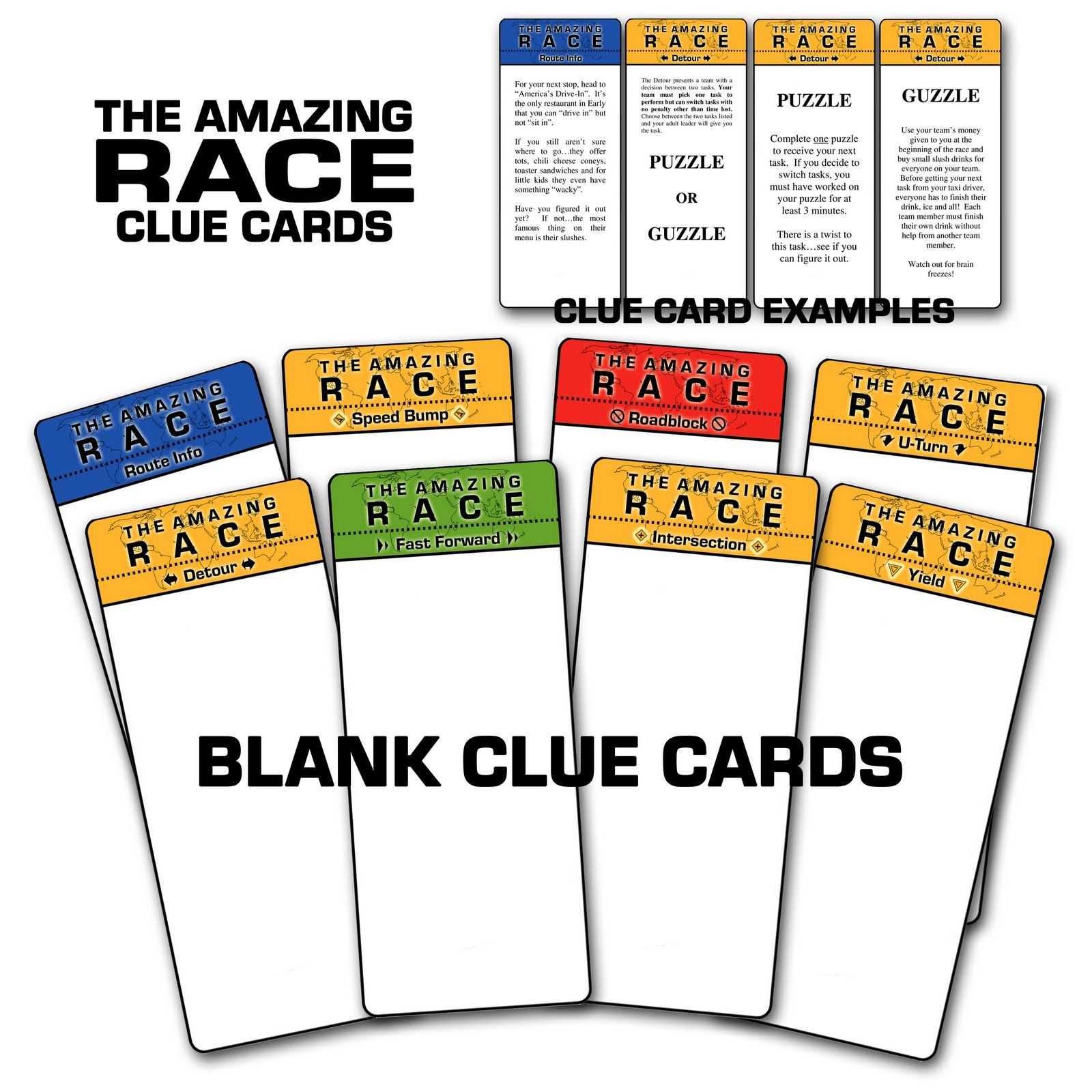 Paper Perfection Free amazing Race Birthday Party Inside Clue Card