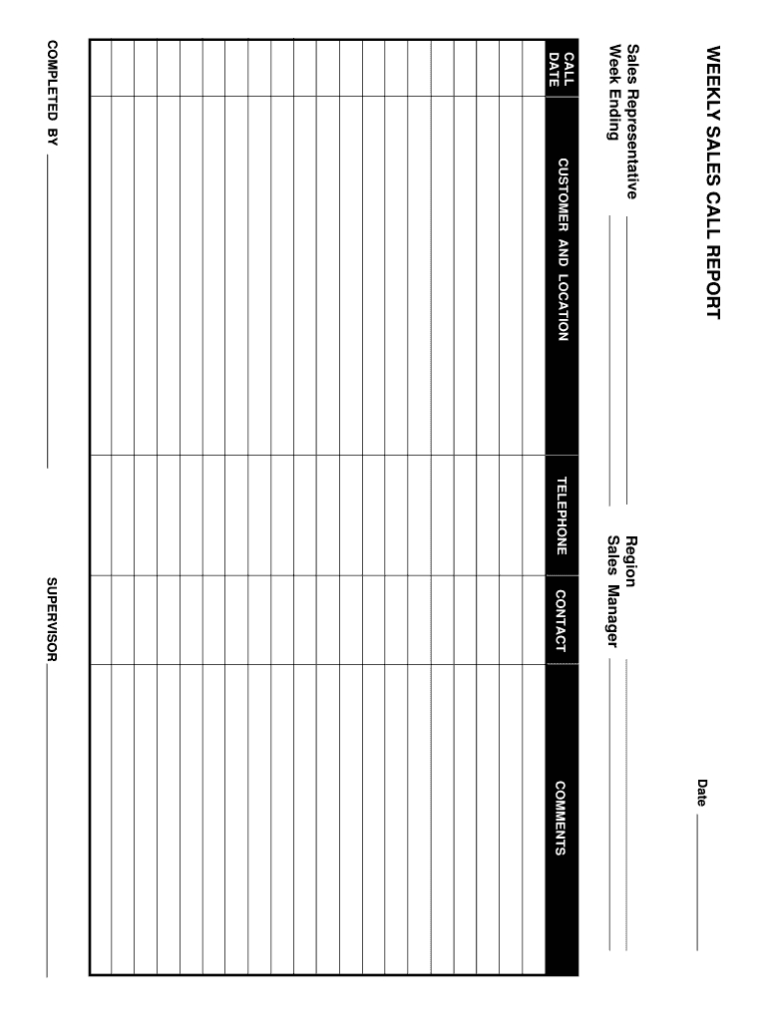 Sales Rep Call Report Template