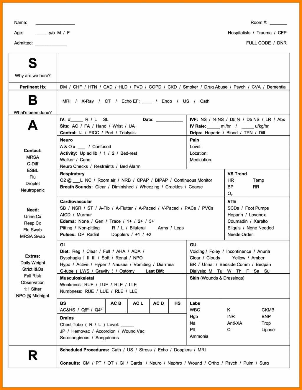 Sbar Nursing Template 6 Payroll Slip Pertaining To Charge Nurse 