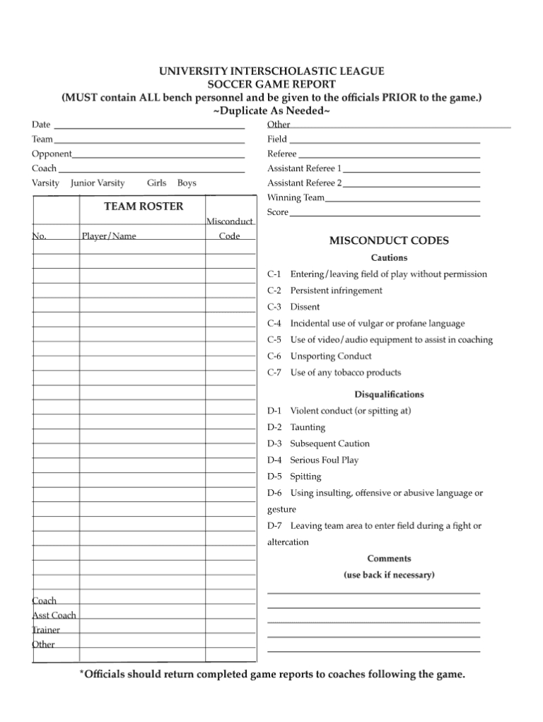 Coaches Report Template