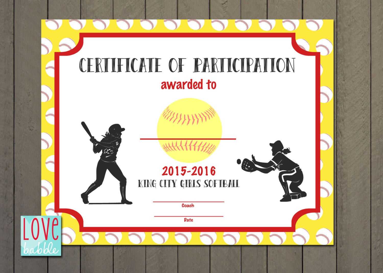 Softball Certificate Template Free