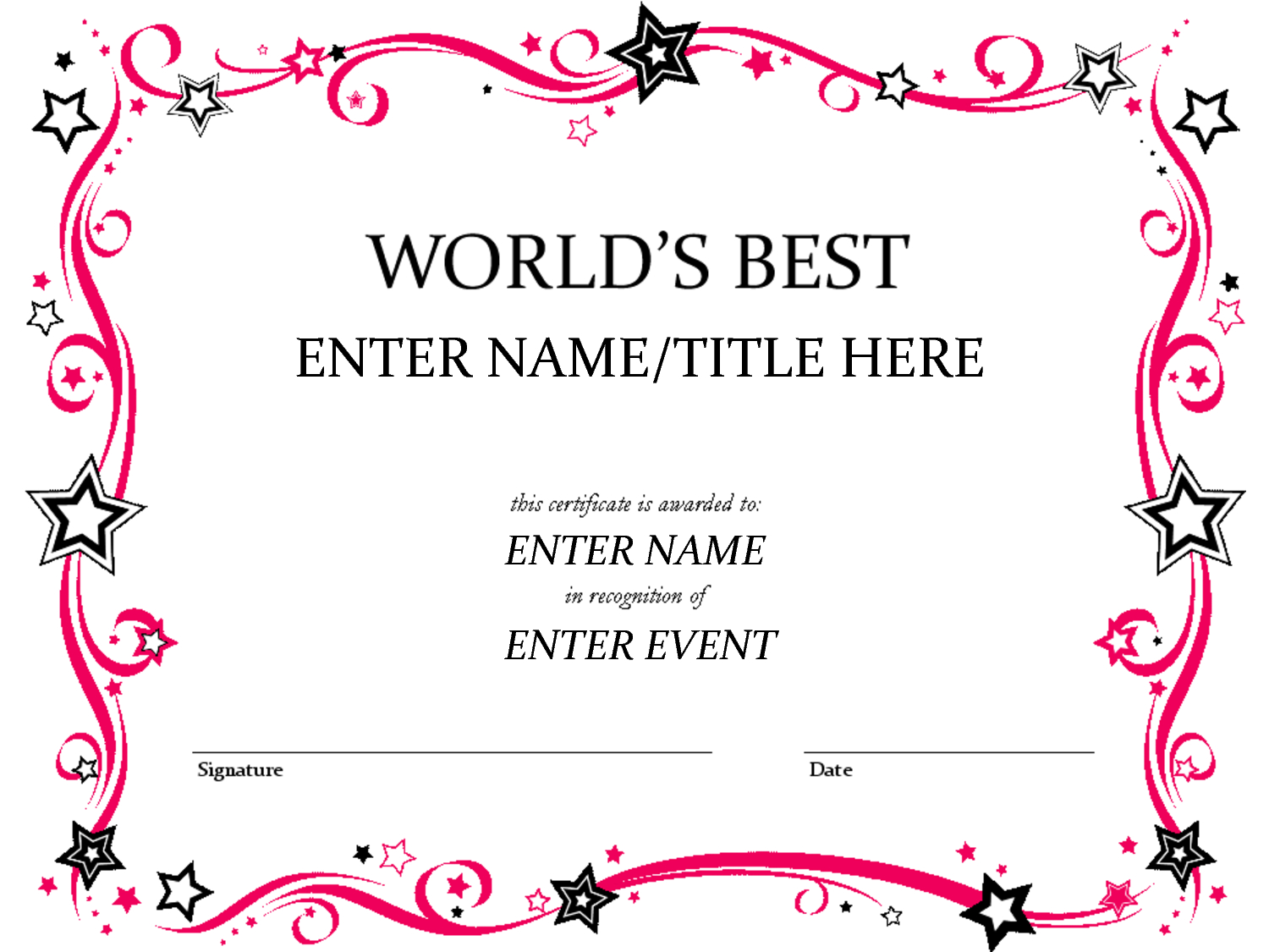 certificate templates word free download