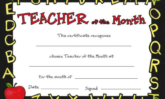 Teacher Of The Month Certificate Template - CUMED.ORG